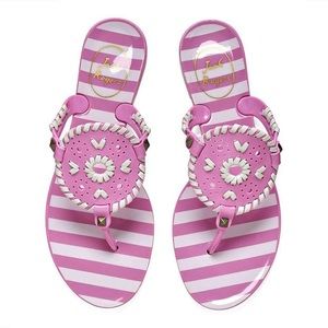 Jack Rogers Georgica Jelly Pink Stripe Sandals 7